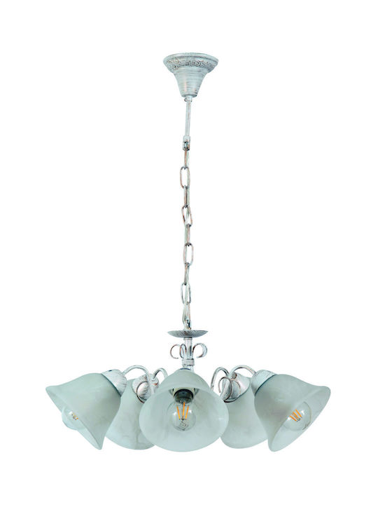 5Φ Κρεμαστό Φωτιστικό Κλασικό Πολύφωτο Χάλκινο 0104296