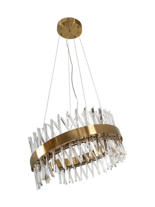 ARlight CZ 678 GD Κρεμαστό Φωτιστικό LED με Θερμό Λευκό Φως με Κρύσταλλα Χρυσό 60x30εκ