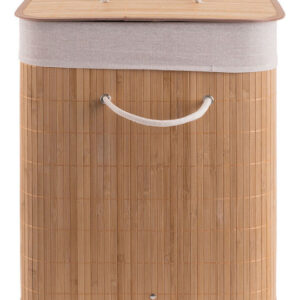 Estia Καλάθι Απλύτων Bamboo Πτυσσόμενο με Καπάκι 40x30x50cm Μπεζ