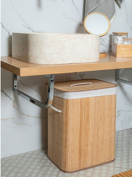 Estia Καλάθι Απλύτων Bamboo Πτυσσόμενο με Καπάκι 40x30x50cm Μπεζ - Image 2