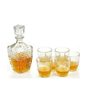 Homestyle Dedalo Κρυστάλλινη Καράφα Σερβιρίσματος Ουίσκι με Πώμα και Ποτήρια 780ml 112185 7τμχ