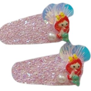 Ro-Ro Accessories Παιδικό Κλικ κλακ μαλλιών γοργόνα γκλιτερ σετ 2 τεμ Ροζ