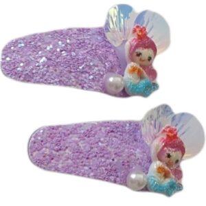 Ro-Ro Accessories Παιδικό Κλικ κλακ μαλλιών γοργόνα γκλιτερ σετ 2 τεμ Μωβ
