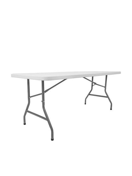 Πλαστικό Τραπέζι Catering Εξωτερικού Χώρου Πτυσσόμενο με Μεταλλικό Σκελετό Λευκό 152x76x74εκ.