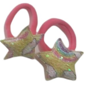 Ro-Ro Accessories Παιδικό λάστιχο μαλλιών αστερι γκλίτερ, σετ 2 τεμ Χρυσό