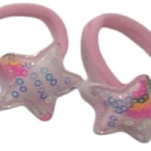 Ro-Ro Accessories Παιδικό λάστιχο μαλλιών αστέρι, σετ 2 τεμ Ανοιχτό Ροζ