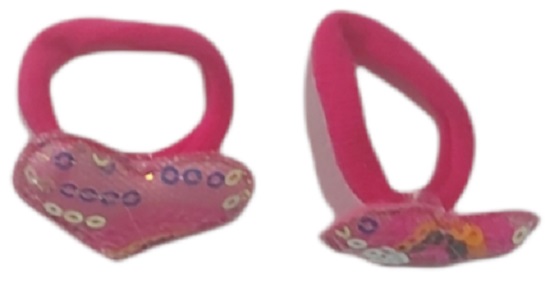 Ro-Ro Accessories Παιδικό λάστιχο μαλλιών καρδιά , σετ 2 τεμ Φούξια
