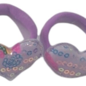Ro-Ro Accessories Παιδικό λάστιχο μαλλιών καρδιά , σετ 2 τεμ Μωβ