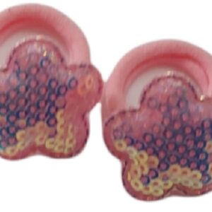 Ro-Ro Accessories Παιδικό λάστιχο μαλλιών λουλούδι πούλιες, σετ 2 τεμ Ροζ