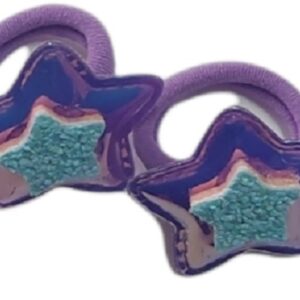 Ro-Ro Accessories Παιδικό λάστιχο μαλλιών αστέρι με γκλιτερ , σετ 2 τεμ Μωβ