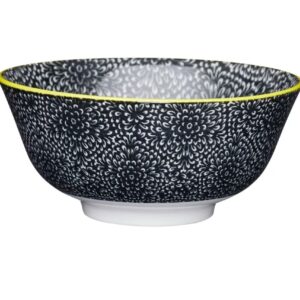 KitchenCraft Floral Σαλατιέρα Κεραμική Μαύρο & Άσπρο 15.5x15.5x7.5cm