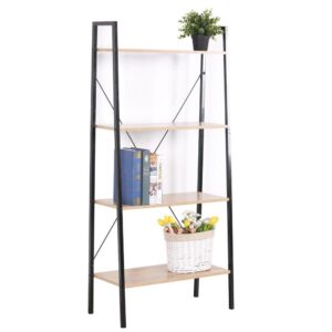 Ankor ΒΙΒΛΙΟΘΗΚΗ ΡΑΦΙΕΡΑ ΞΥΛΙΝΗ ΜΕ ΜΑΥΡΟ ΜΕΤΑΛΛΟ 60x33x148εκ.