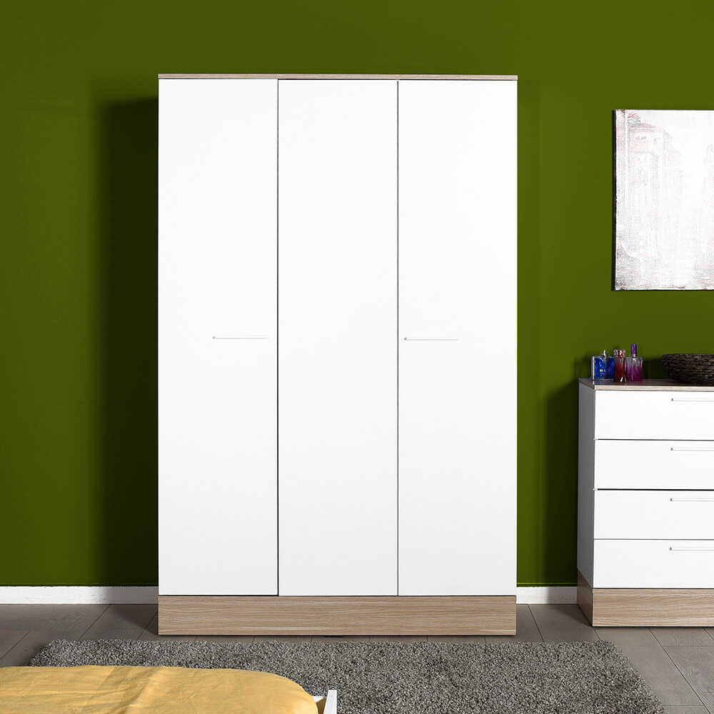 Τρίφυλλη Ντουλάπα Ρούχων Prue Λευκό 120x52x198cm GRD-830 - Image 2