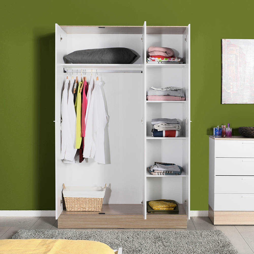 Τρίφυλλη Ντουλάπα Ρούχων Prue Λευκό 120x52x198cm GRD-830 - Image 3