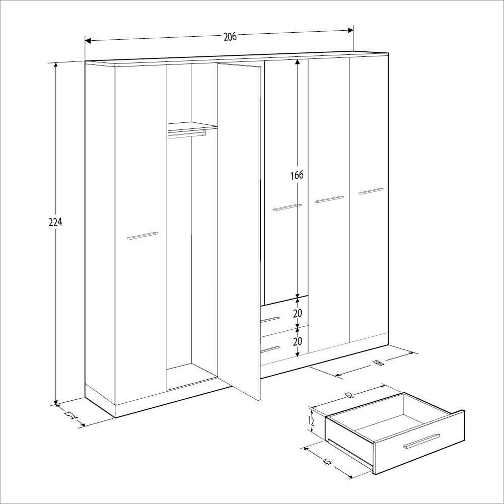 Εξάφυλλη Ντουλάπα Ρούχων 206x52x224cm GRD-862 - Image 4
