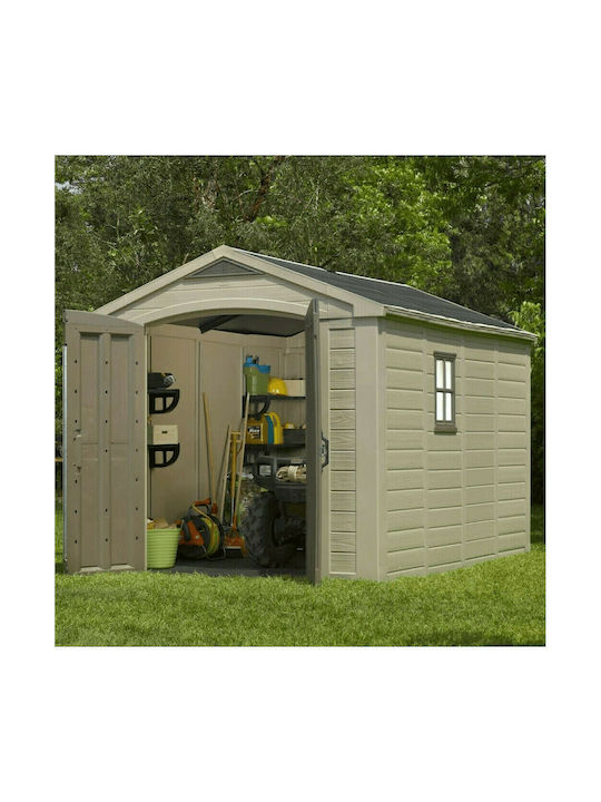 Πλαστική Αποθήκη Κήπου Factor Καφέ / Taupe με Διπλή Πόρτα & Αεραγωγό Μ2.56xΠ3.31xΥ2.43m 17197956 - Image 4