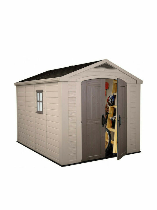 Πλαστική Αποθήκη Κήπου Factor Καφέ / Taupe με Διπλή Πόρτα & Αεραγωγό Μ2.56xΠ3.31xΥ2.43m 17197956