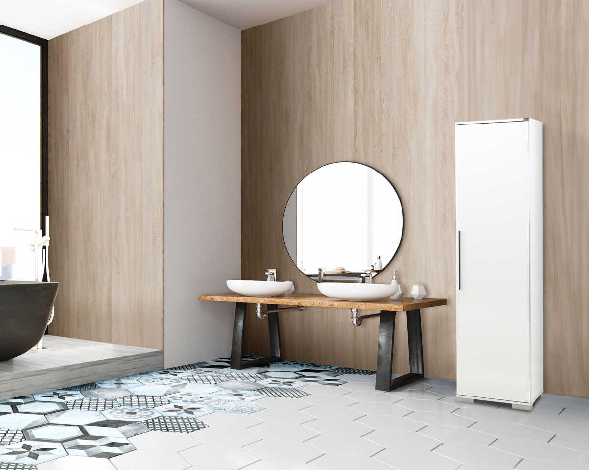 CHIOS IDEA Στήλη Μπάνιου Γυαλιστερή Λάκα 50x35x187cm Λευκή ADR-408-PP - Image 7