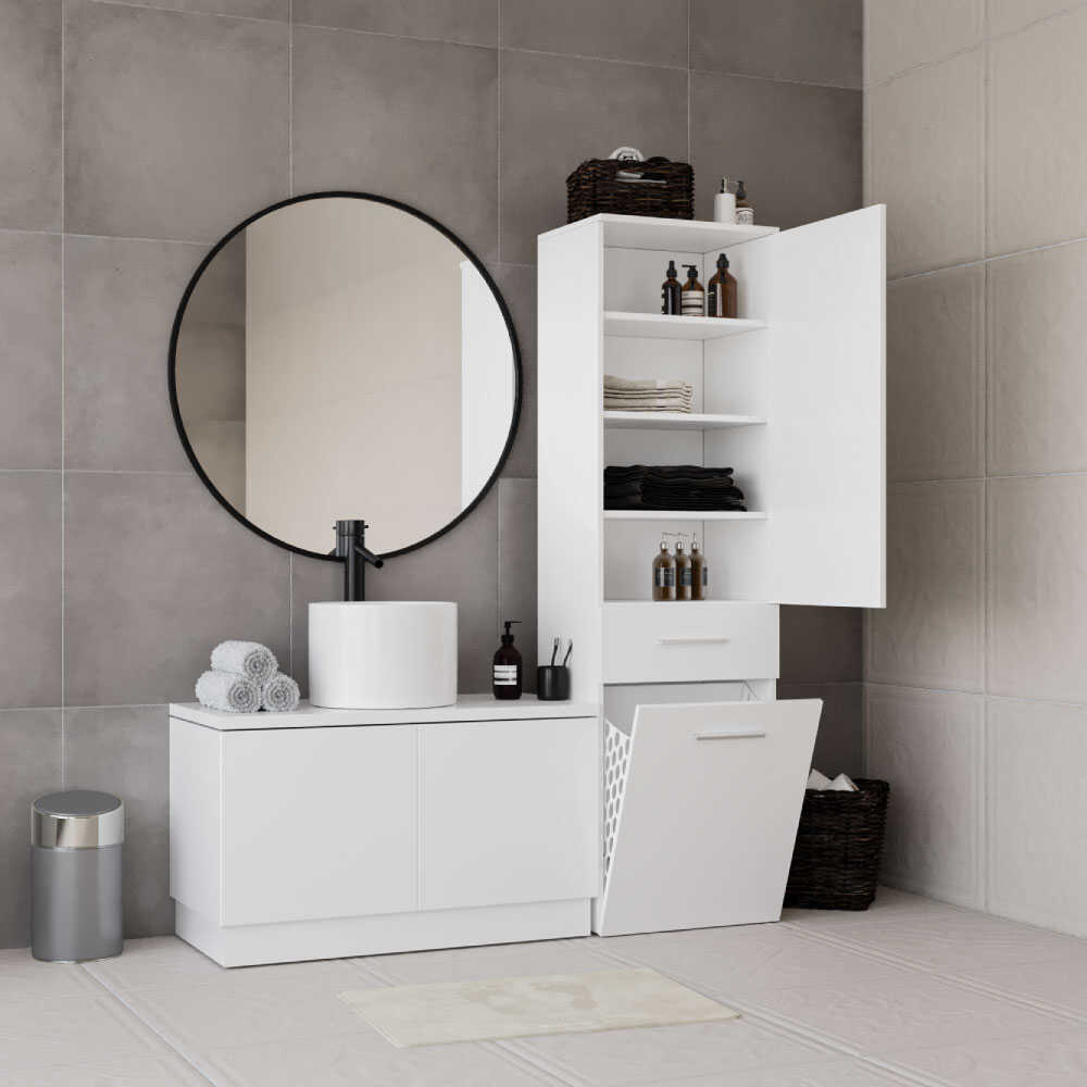 CHIOS IDEA DIAMOND Στήλη Μπάνιου Δαπέδου με Μελαμίνη Μ52xΒ38xΥ187cm Λευκή - Image 8