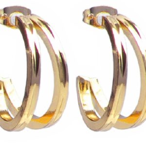 Ro-Ro Accessories Σκουλαρίκι Κρίκος διπλός 20mm Χρυσό