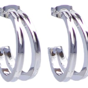 Ro-Ro Accessories Σκουλαρίκι Κρίκος διπλός 20mm Ασημί