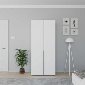 Ντουλάπα με 2 πόρτες και διαχωριστικό - Ματ Λάκα Λευκό 90x210x62 cm