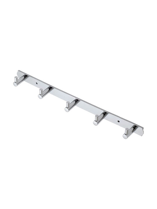 Import Hellas Κρεμάστρα Τοίχου Μεταλλική 5 Θέσεων Νικέλ 34.5x4x2cm