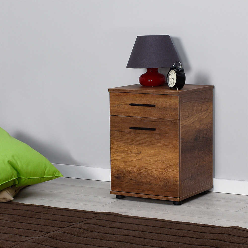 ΚΟΜΟΔΙΝΟ ΜΕ ΣΥΡΤΑΡΙ ΚΑΙ ΠΟΡΤΑΚΙ ADORE-511 ΜΕΛΑΜΙΝΗ ΧΡΩΜΑ Καρύδι 40Χ40Χ60cm - Image 3