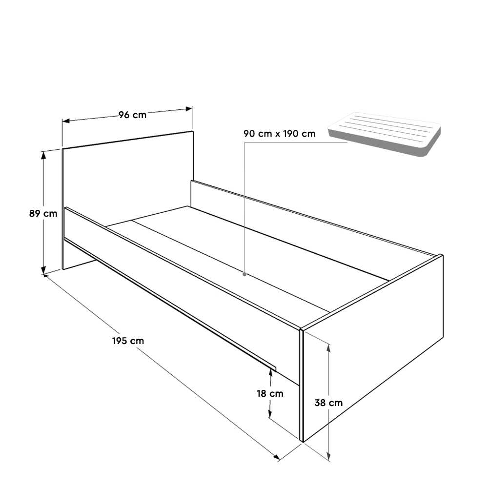 CHIOS IDEA Κρεβάτι Μονό Ξύλινο ΣΟΝΟΜΑ με Τάβλες για Στρώμα 90x190cm - Image 4