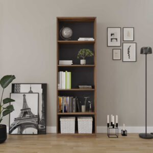Μοντέρνα Βιβλιοθήκη 5 Ραφιών - Σκούρο Καρυδί (Oslo Walnut) 64x182x26 εκ. KTP-350-OO