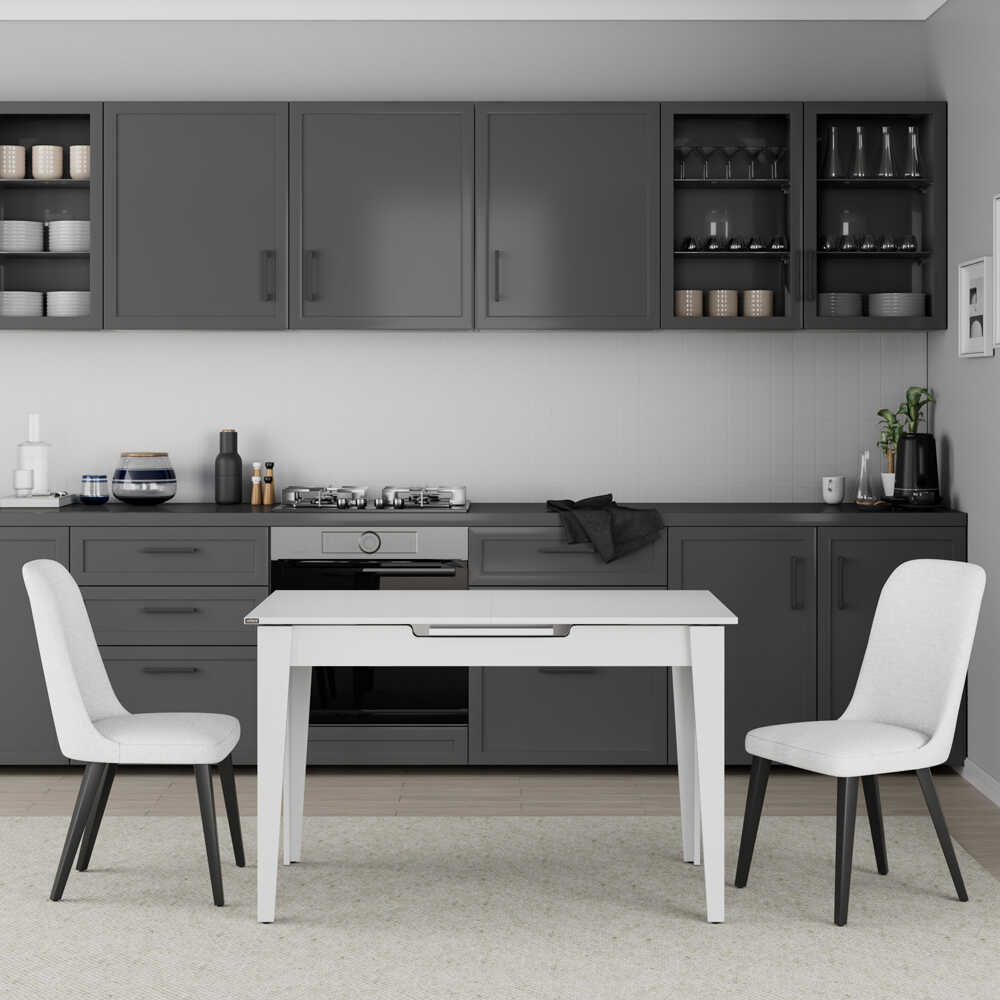 CHIOS IDEA Τραπέζι Κουζίνας Επεκτεινόμενο Ξύλινο ΛΕΥΚΟ 120(+30)x70x75εκ.