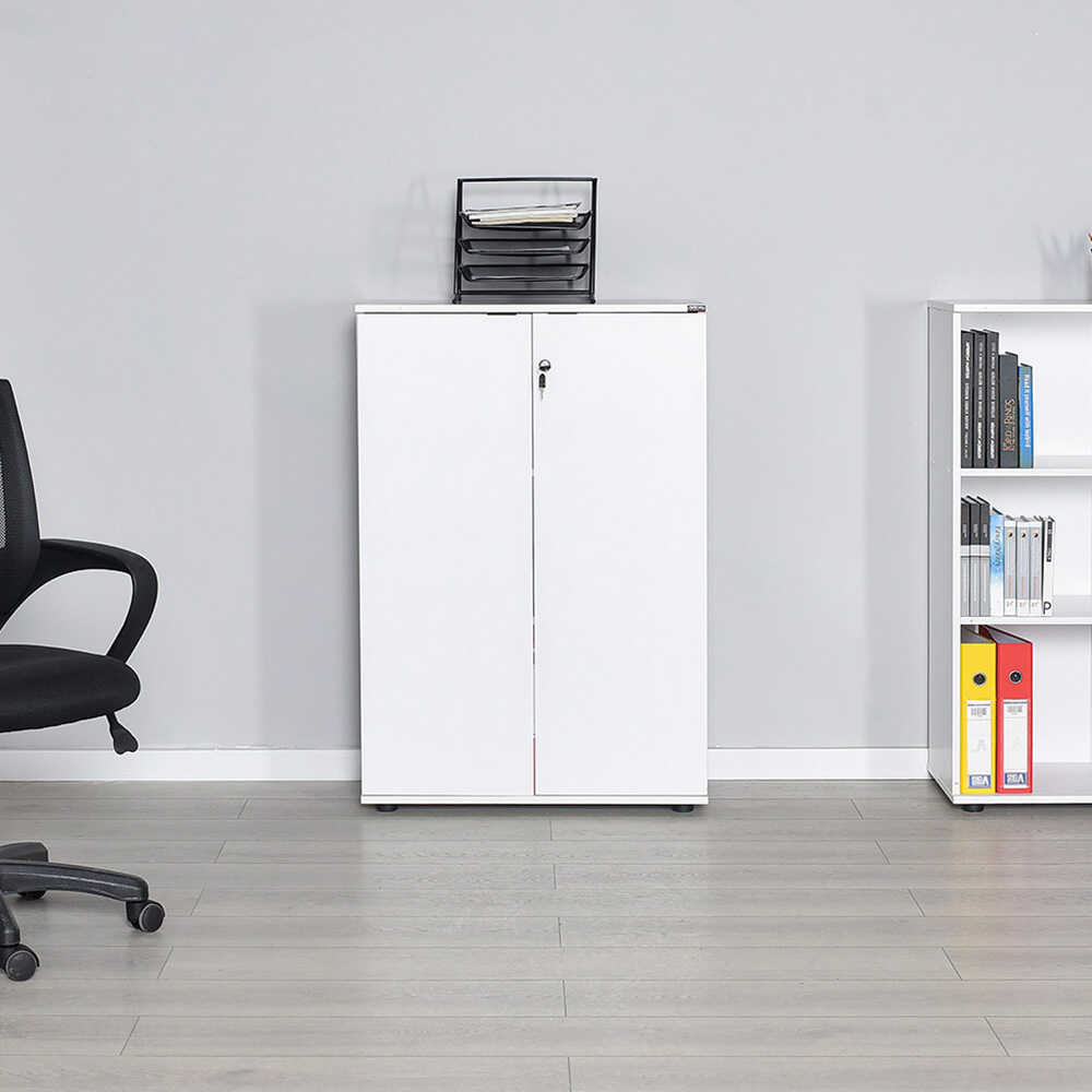 Βιβλιοθήκη Rio 3 ραφιών με Κάλυμμα-Ματ Λάκα Λευκό 72x109x34 cm (ΠxΥxΒ) - Image 5