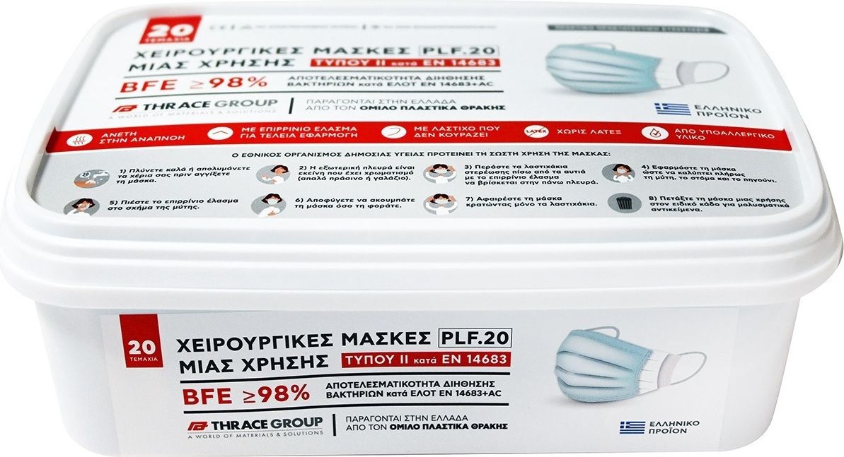 THRACE PROTECTION MASKS BLUE DISPOSABLE SURGICAL 50PCS - Image 4