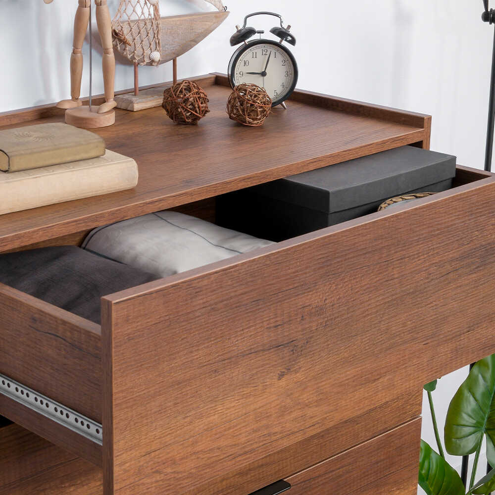 Συρταριέρα-Σκούρα Καρυδιά με 4συρτάρια 80x104x44 cm - Image 3