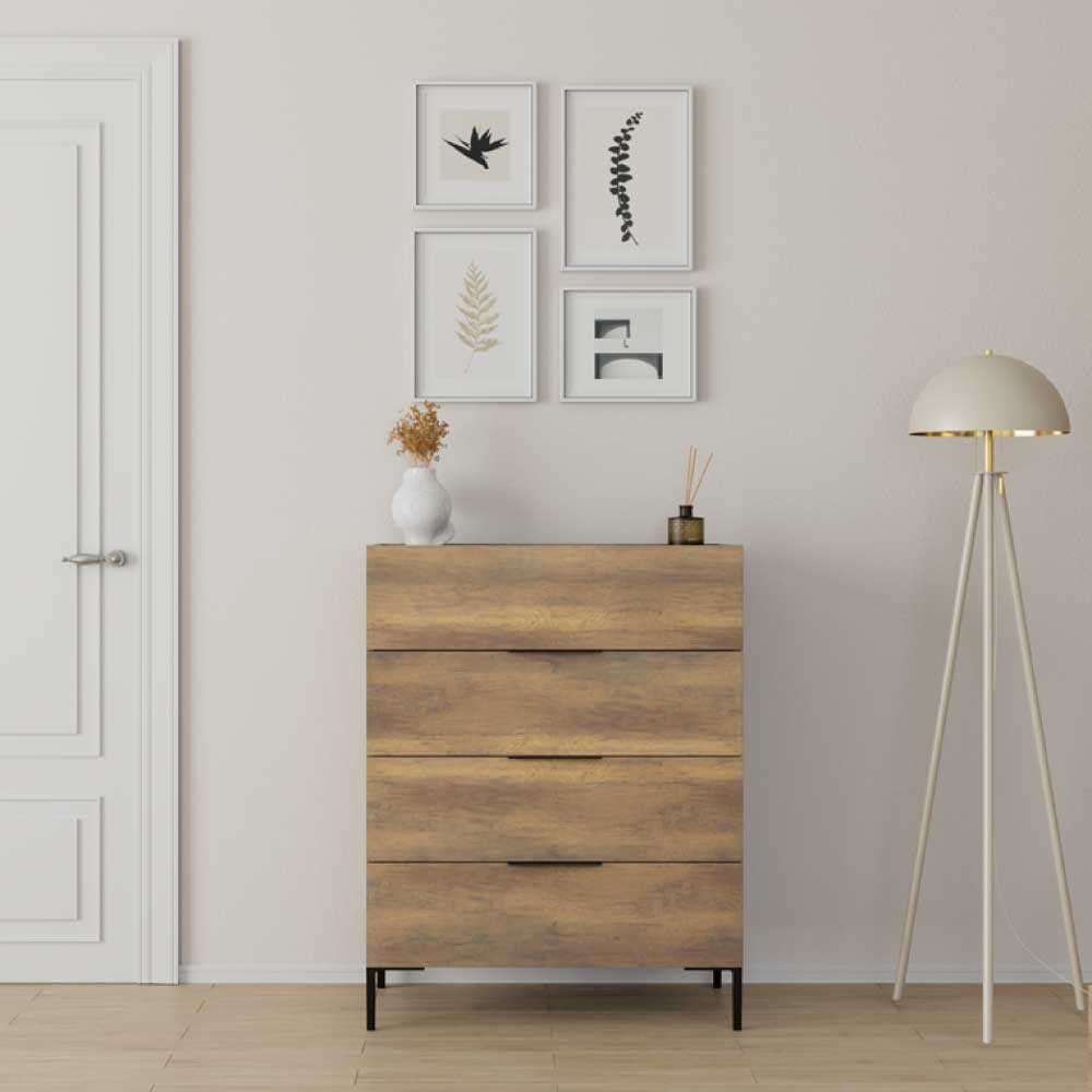 Συρταριέρα-Σκούρα Καρυδιά με 4συρτάρια 80x104x44 cm