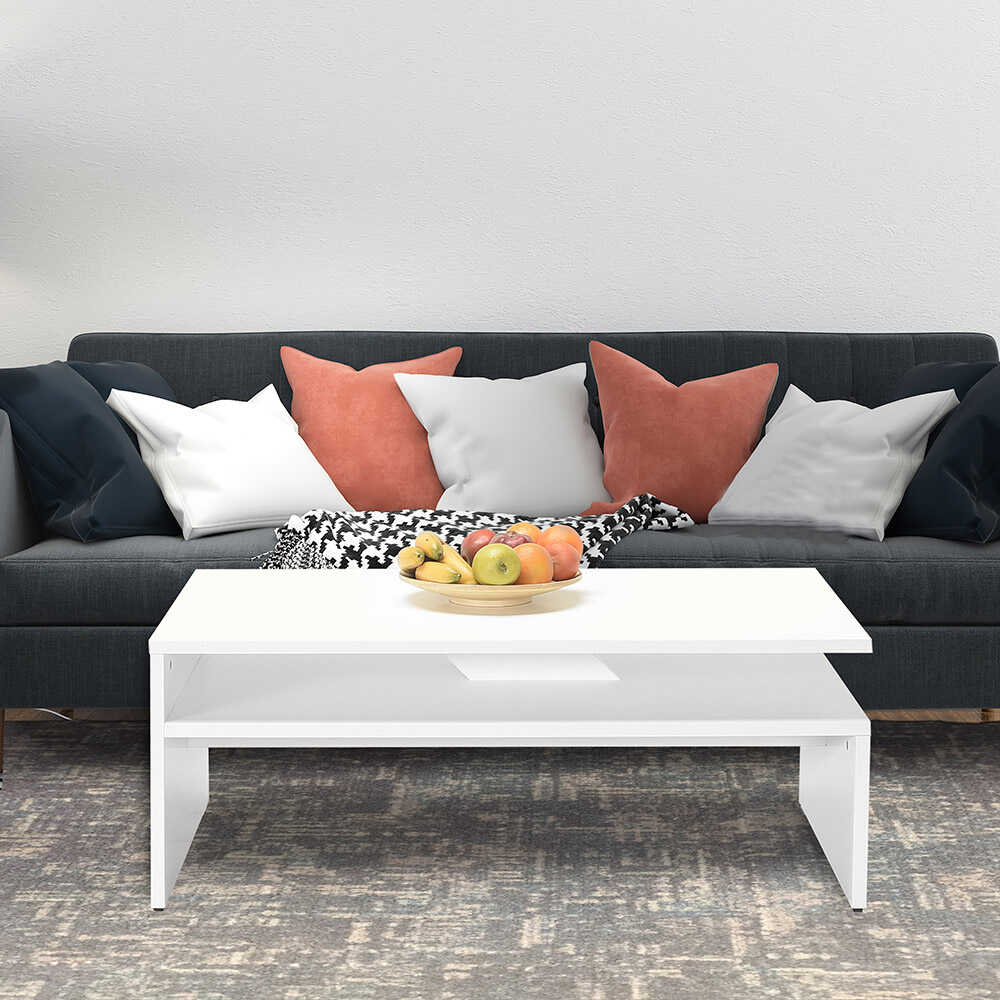 Ορθογώνιο Τραπεζάκι Σαλονιού Ξύλινο ΛΕΥΚΟ Μ110xΠ65xΥ42εκ. SHP-645-DD - Image 2