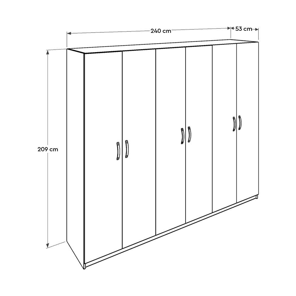 Ντουλάπα εξάφυλλη λευκή 240x209x53 cm TPGR-60-MB - Image 2