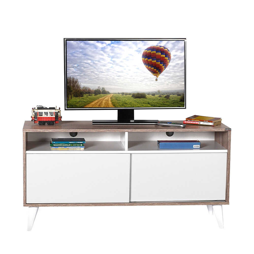 Βάση ρετρό Slide TV Latte-Mat Λάκα Λευκή 120x60x40 cm (ΠxΥxΒ) TVR-320-LB - Image 6