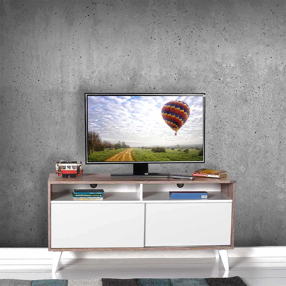 Βάση ρετρό Slide TV Latte-Mat Λάκα Λευκή 120x60x40 cm (ΠxΥxΒ) TVR-320-LB - Image 4
