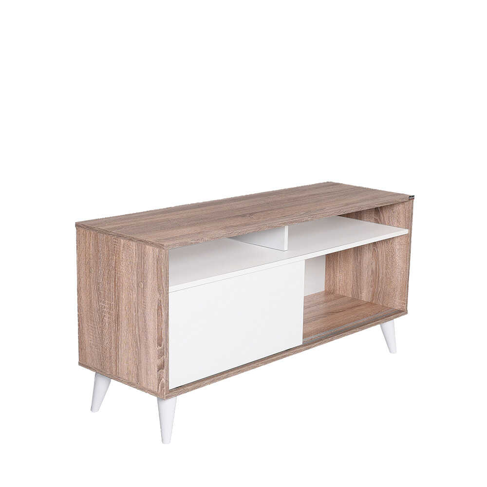 Βάση ρετρό Slide TV Latte-Mat Λάκα Λευκή 120x60x40 cm (ΠxΥxΒ) TVR-320-LB