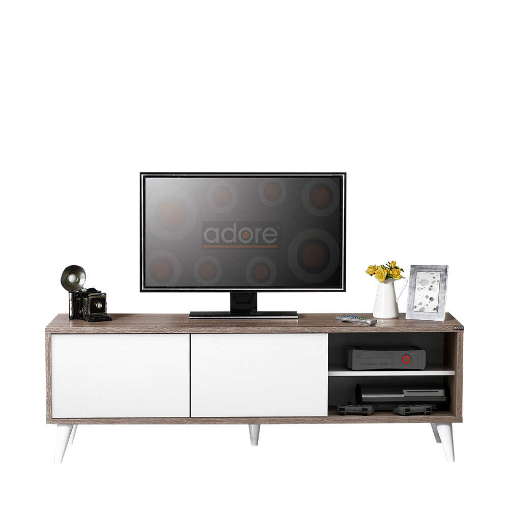 Retro Wide Slide Stand TV-Latte-Απαλό λευκό 150x50x40 cm (ΠxΥxΒ) TVR-520-LB - Image 4