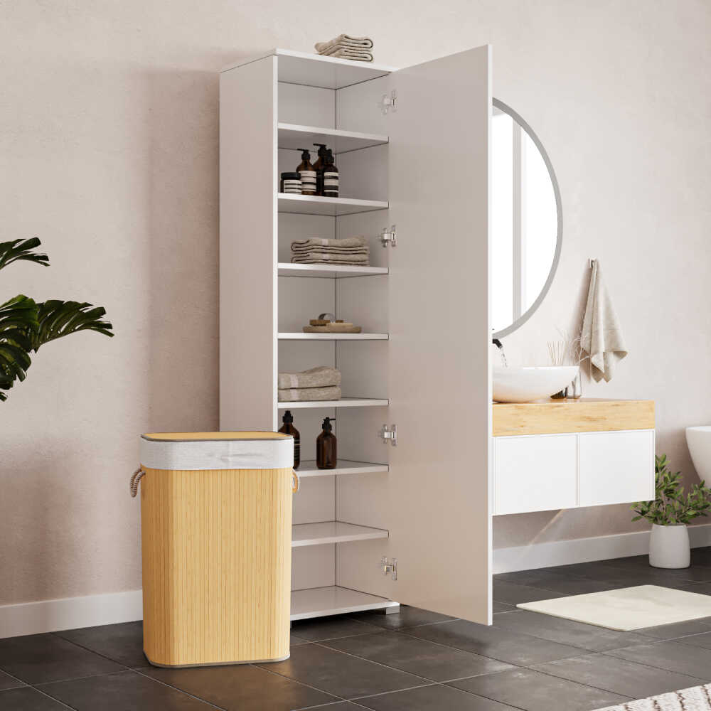 CHIOS IDEA Στήλη Μπάνιου Γυαλιστερή Λάκα 50x35x187cm Λευκή ADR-408-PP - Image 4