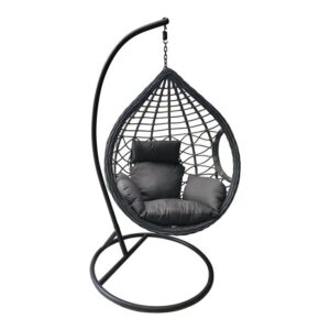 Κούνια Φωλιά με Βάση Madrid Rattan Grey Αντοχής έως 230kg Μ105xΠ105xΥ197