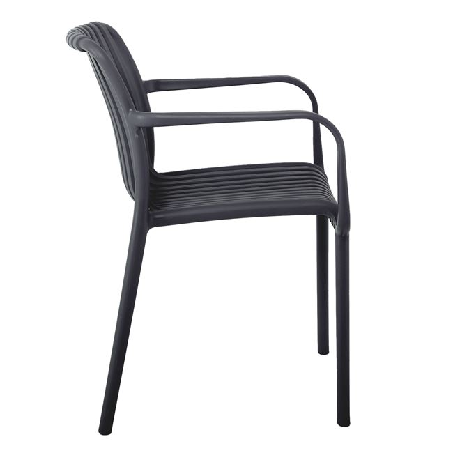 Πολυθρόνα-Pro Στοιβαζόμενη, PP-UV Protection Απόχρωση Ανθρακί ΔΙΑΣΤΑΣΕΙΣ 57x58x80cm - Image 3