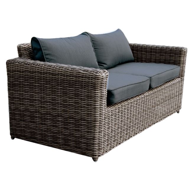 Διθέσιος Καναπές Εξωτερικού Χώρου Rattan με Μαξιλάρια ΔΙΑΣΤΑΣΕΙΣ 138x77x73cm