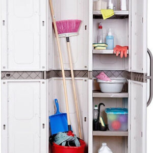 Δίφυλλη Ντουλάπα Άρια Πλαστική με Χώρισμα & 4 Ράφια 73x44x179εκ.